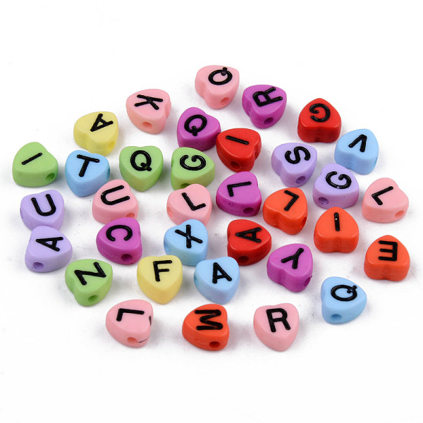 

PandaHall Opaque Acrylic Enamel Beads, Horizontal Hole, Heart with Mixed Black Letters, Mixed Color, 7x7x4mm, Hole: 1.5mm Acrylic Heart..., Multicolor