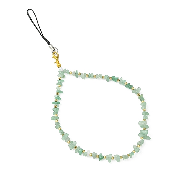 

PandaHall Natural Green Aventurine Chip & CCB Plastic Round Beaded Mobile Straps, Nylon Cord Mobile Accessories Decoration, 21.5~22cm Green...