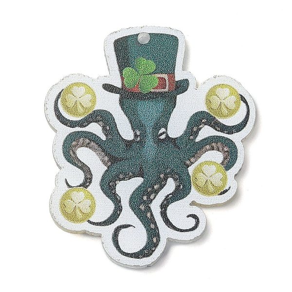 

PandaHall Saint Patrick's Day Opaque Printed Acrylic Pendants, Octopus, 39x34x2mm, Hole: 1.5mm Acrylic Octopus