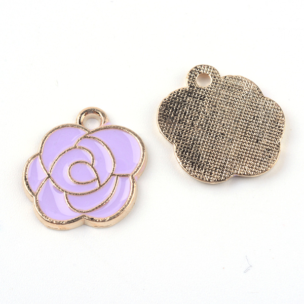 

PandaHall Light Gold Alloy Enamel Pendants, Flower, Lilac, 15.5x14.5x1.5mm, Hole: 2mm Alloy+Enamel Flower Purple