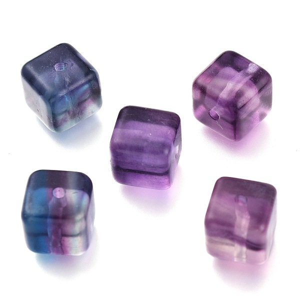 PandaHall Natural Fluorite Beads, Cube, 9.5~10mm, Hole: 1.8mm Fluorite Cube