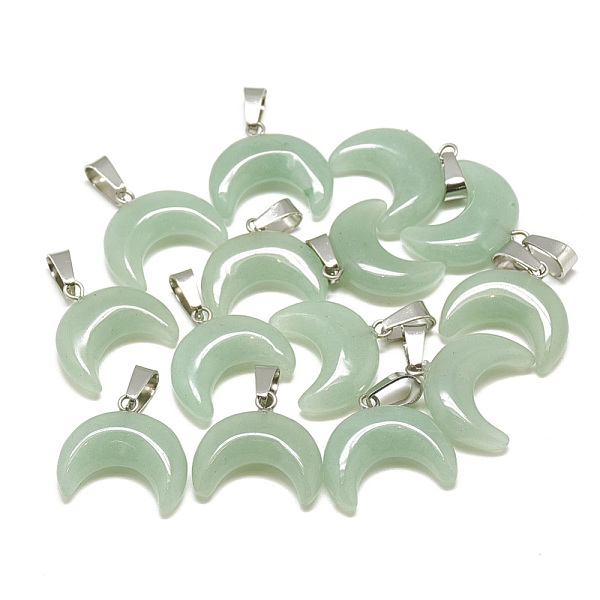 

PandaHall Natural Green Aventurine Pendants, with Stainless Steel Snap On Bails, Moon, Stainless Steel Color, 18~19x20x6mm, Hole: 6x2.5mm...