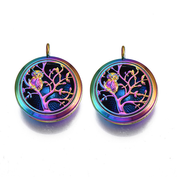 

PandaHall Rack Plating Alloy Locket Pendants, Diffuser Locket, with Magnetic, Cadmium Free & Nickel Free & Lead Free, Flat Round with Tree...