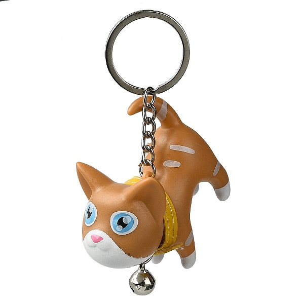 

PandaHall Resin Keychains, with PU Leather Decor and Alloy Split Rings, Cat Shape, Peru, 9cm Resin Cat Shape Brown