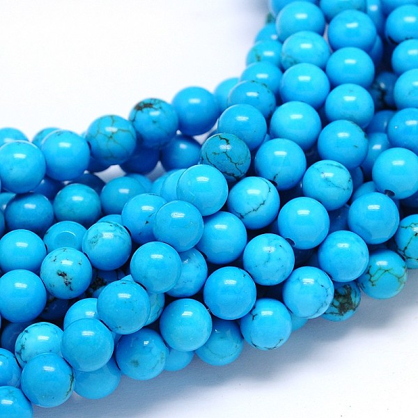 

PandaHall Natural Magnesite Round Bead Strands, Dyed & Heated, Cyan, 6mm, Hole: 1mm, about 70pcs/strand, 15.55 inch Magnesite Round Cyan