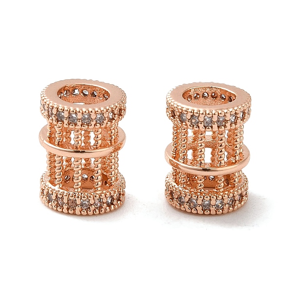 

PandaHall Rack Plating Brass Cubic Zirconia European Beads, Large Hole Beads, Long-Lasting Plated, Lead Free & Cadmium Free, Hollow Column..., Clear