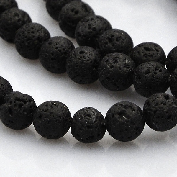 

PandaHall Natural Lava Rock Round Beads Strands, 5.5~6.5mm, Hole: 1mm, about 61pcs/strand, 15.7 inch Round