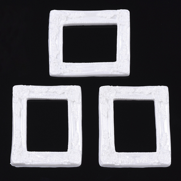 

PandaHall Resin Cabochons, Rectangle, White, 60x51~52x8mm Resin Rectangle White