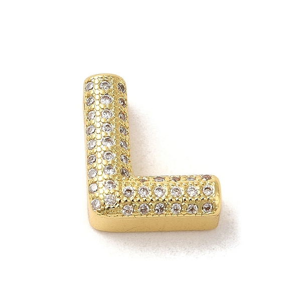 

PandaHall Brass Micro Pave Clear Cubic Zirconia Charms, Real 18K Gold Plated, Letter L, 12.5x11x5mm, Hole: 2mm Brass+Cubic Zirconia Letter L...