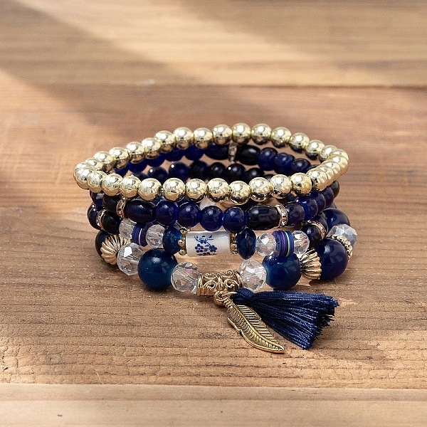 

PandaHall Bohemian Vacation Style Glass Beaded Stackable Stretch Bracelets Set for Women Glass