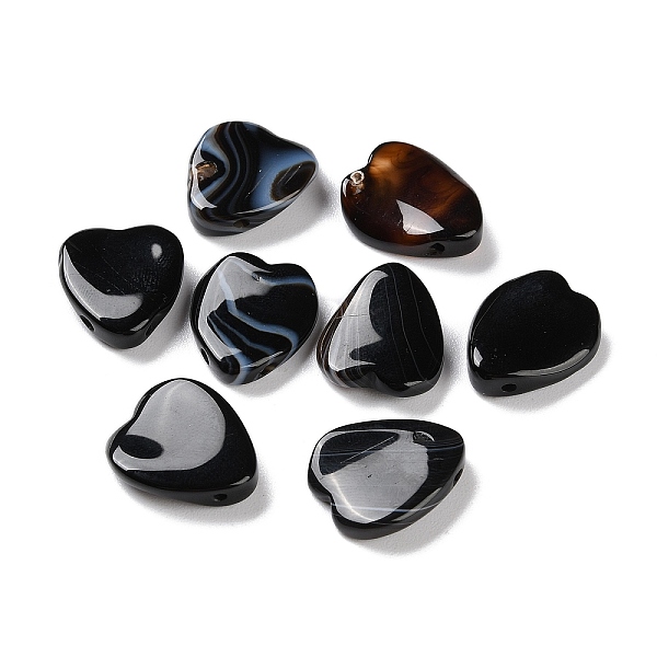 

PandaHall Natural Black Agate(Dyed & Heated) Beads, Heart, 17x14.5x4.5mm, Hole: 1.2mm Black Agate Heart