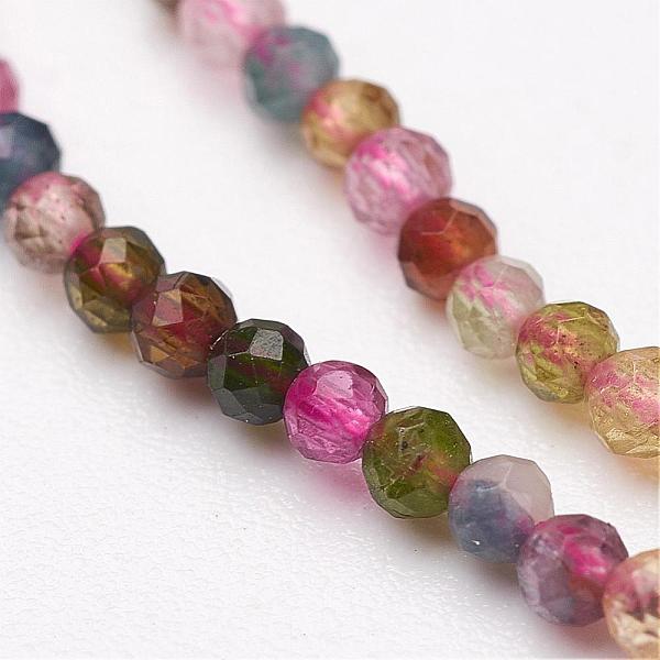 

PandaHall Natural Tourmaline Bead Strands, Faceted, Round, 3mm, Hole: 1mm, about 135pcs/strand, 15.5 inch Tourmaline Round