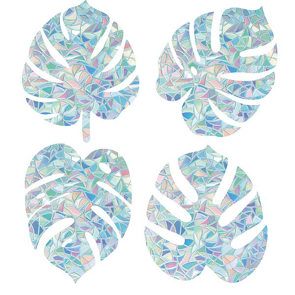 

PandaHall GORGECRAFT 16PCS Leaf Window Clings Static Rainbow Window Stickers Turtleback Leaves Anti-Collision Glass Decals Sun Catcher Non...