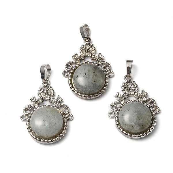 

PandaHall Natural Labradorite Pendants, with Rack Plating Brass Findings, Cadmium Free & Lead Free, Flat Round & Flower...