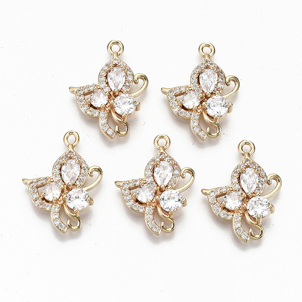 

PandaHall Brass Micro Pave Cubic Zirconia Pendants, Light Gold, Long-Lasting Plated, Cadmium Free & Lead Free, Flower, Clear, 23x17.5x4mm...