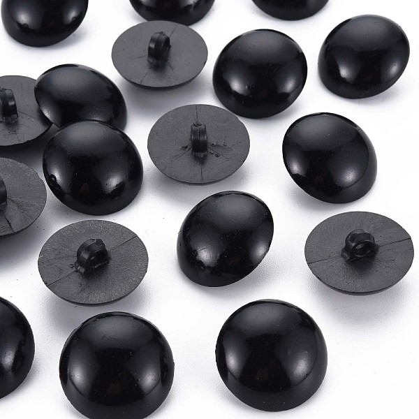 PandaHall 1-Hole Plastic Buttons, Half Round, Black, 25x14mm, Hole: 3mm Plastic Half Round Black