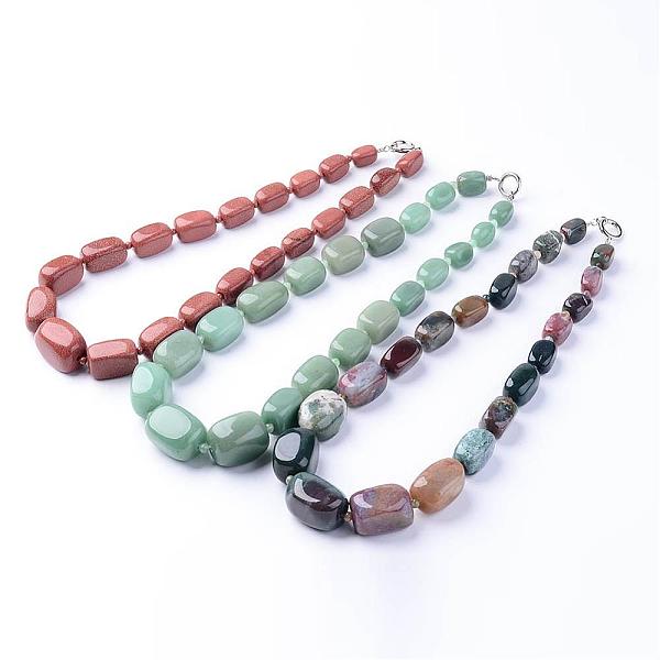 

PandaHall Gemstone Graduated Beads Necklaces, with Platinum Brass Spring Ring Clasps, Mixed Color, 20.7 inch Mixed Stone Multicolor