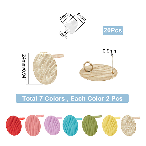 

PandaHall 14Pcs 7 Color Iron Flat Round Stud Earrings for Women, with 20Pcs Plastic Ear Nuts, Mixed Color, 24mm, Pin: 0.9mm, 2Pcs/color..., Multicolor