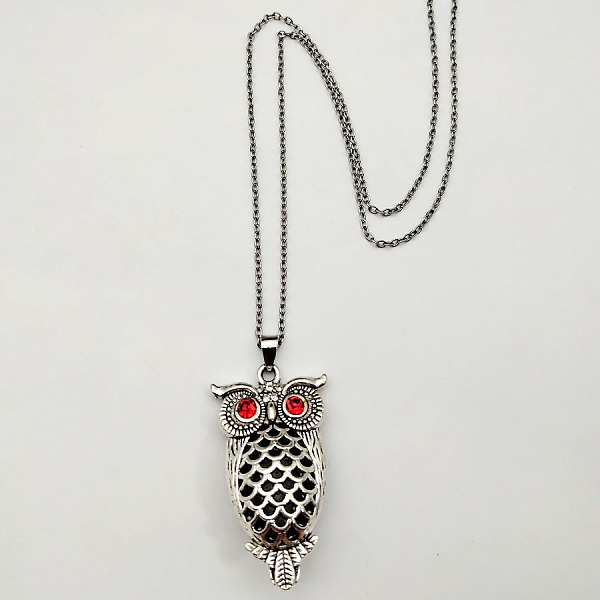 

PandaHall Owl Pendant Necklace for Women Men Alloy Red