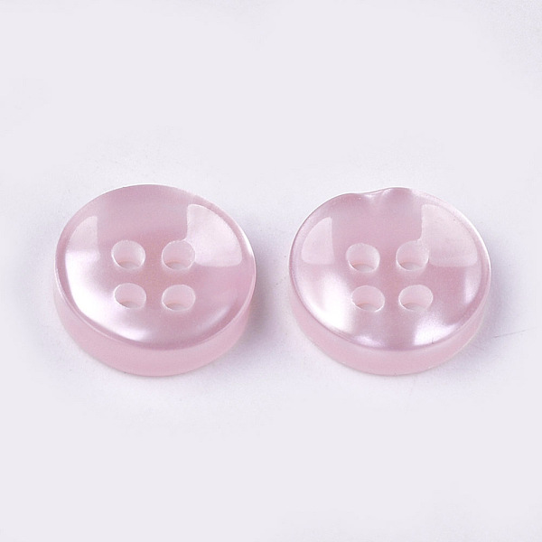 

PandaHall Resin Buttons, 4-Hole, Flat Round, Pink, 11.5x3mm, Hole: 1.6mm, about 1000pcs/bag Resin Flat Round Pink