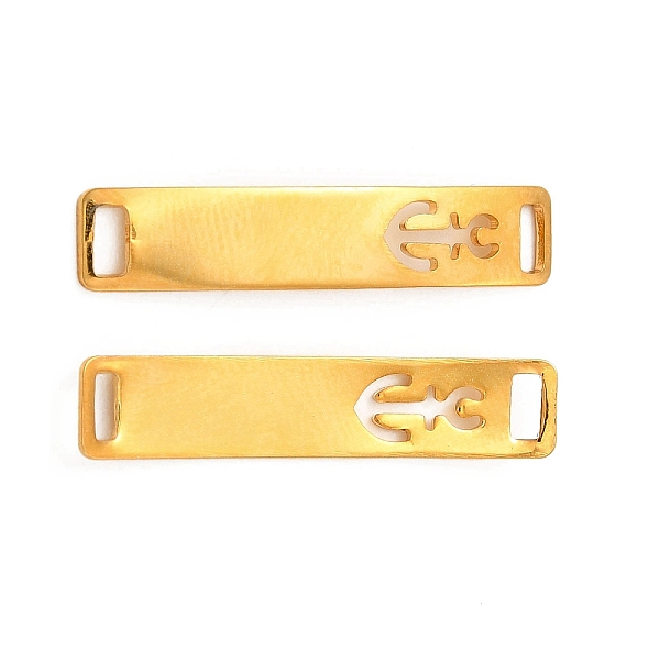 

PandaHall 201 Stainless Steel Connector Charms, Real 24K Gold Plated, Curved Rectangle Links, Anchor & Helm Pattern, 30x6x0.8mm, Hole: 4x2mm...