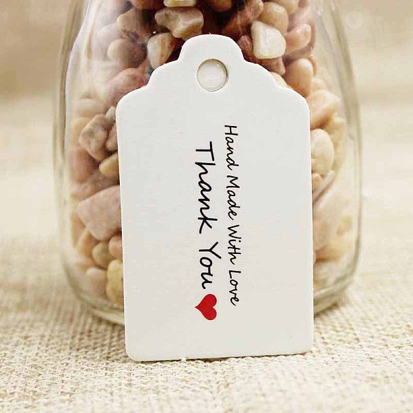 

PandaHall Paper Gift Tags, Hange Tags, For Arts and Crafts, For Thanksgiving, Valentine's Day, Rectangle with Word, White, 50x30x0.4mm, Hole...