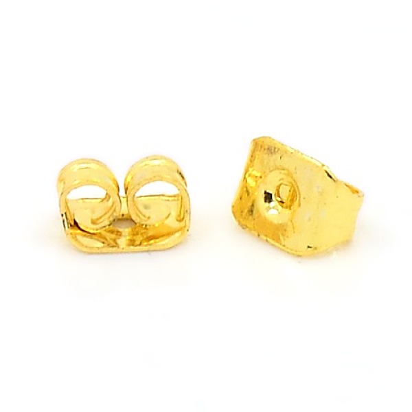 

PandaHall Iron Ear Nuts, Friction Earring Backs for Stud Earrings, Nickel Free, Golden, about 6mm long, 3.5mm wide, 2.5mm high, hole...