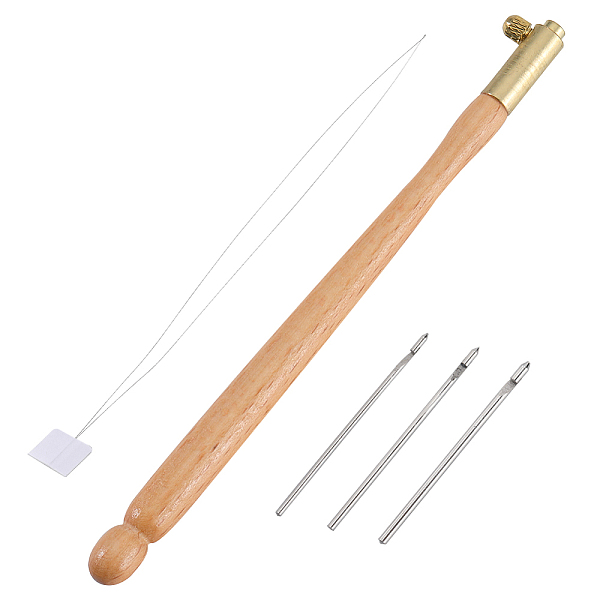 

PandaHall Gorgecraft French Embroidery Crochet Tools, Including Wood Tambour Hooks, Iron Threaders, Embroidery Punch Needle Weaving Tools..., Orange