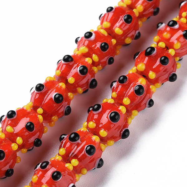 

PandaHall Opaque Handmade Bumpy Lampwork Beads Strands, Pumpkin, Red, 9.5~10.5x12.5~13.5mm, Hole: 2mm, about 50pcs/strand, 20.08 inch(51cm)...