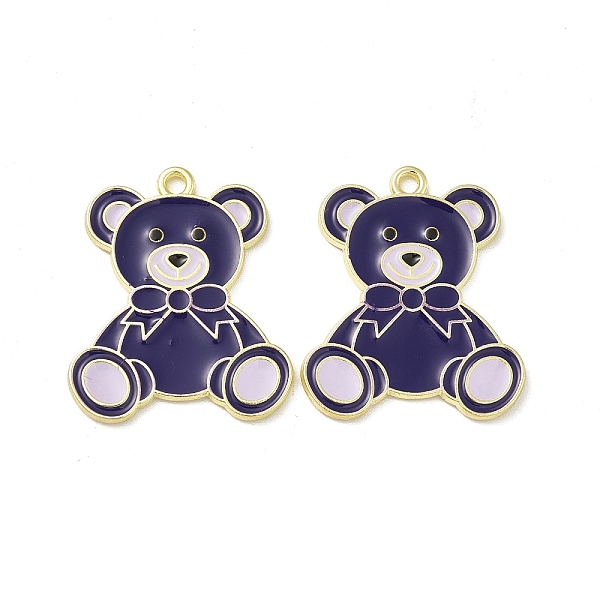 

PandaHall Rack Plating Alloy Enamel Pendants, Light Gold, Bear, Midnight Blue, 27.5x23x1.5mm, Hole: 1.8mm Alloy+Enamel Bear