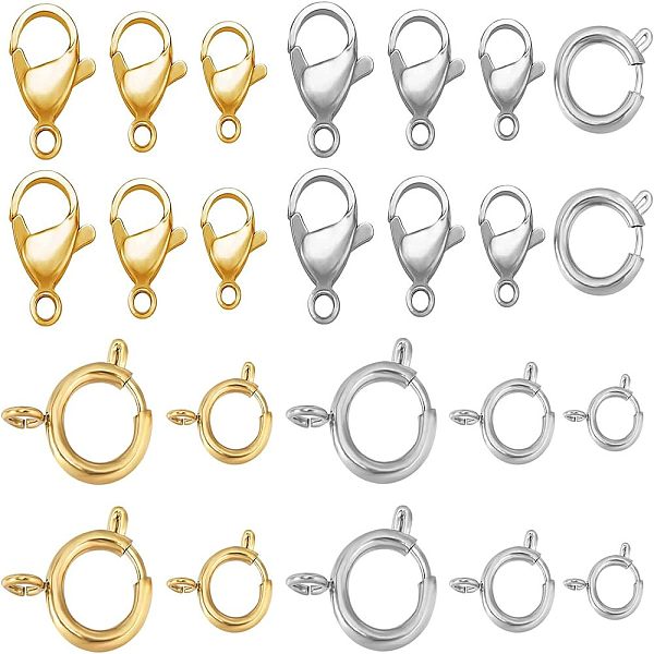 

PandaHall Olycraft 12Pcs 6 Style 304 Stainless Steel Lobster Claw Clasps and 12Pcs 6 Style Spring Ring Clasps, Mixed Color...