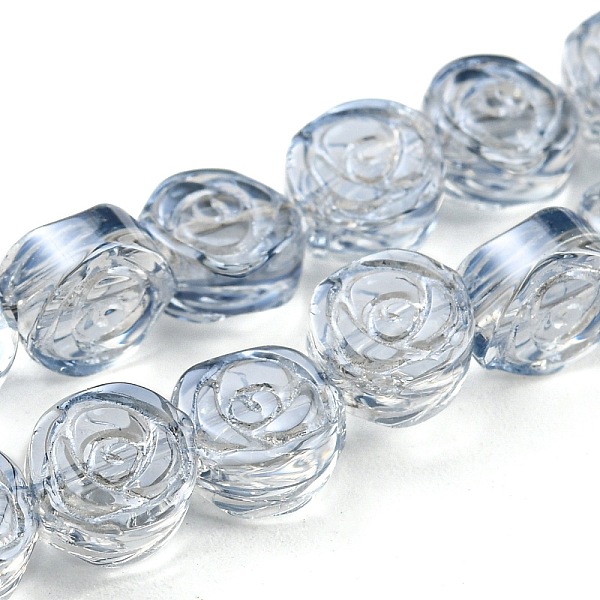 

PandaHall Pearl Luster Plated Electroplate Transparent Glass Beads Strands, Rose, Light Steel Blue, 6x7x3.5mm, Hole: 1mm, about...