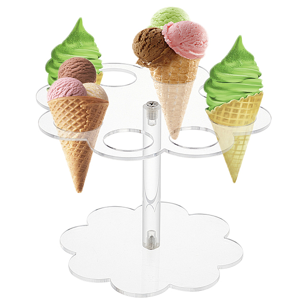 

PandaHall AHANDMAKER Ice Cream Cone Holder with 8 Holes, Acrylic Cone Display Stand, Clear Food Cone Stand, Waffle Display Stand, Hand Roll...