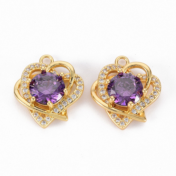 

PandaHall Brass Micro Pave Colorful Cubic Zirconia Pendants, Heart, Real 18K Gold Plated, 18x16x6mm, Hole: 1.8mm Brass+Cubic Zirconia Heart