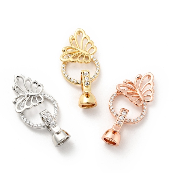 

PandaHall Butterfly with Ring Brass Micro Pave Clear Cubic Zirconia Fold Over Clasps, Cadmium Free & Lead Free, Mixed Color, Butterfly...