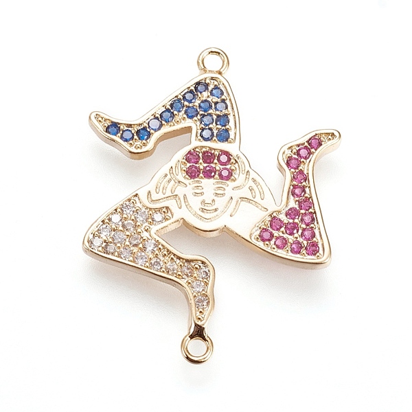 

PandaHall Brass Micro Pave Cubic Zirconia Links, Clown, Colorful, Golden, 27.5x20.5x1.5mm, Hole: 1.2mm Brass+Cubic Zirconia Human