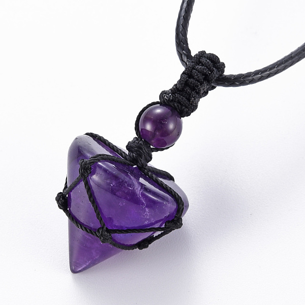

PandaHall Natural Amethyst Cone Pendant Necklace, Full Wrapped Gemstone Pendant Necklace for Girl Women, Black, 30.7~31.73 inch(78~80.6cm)...