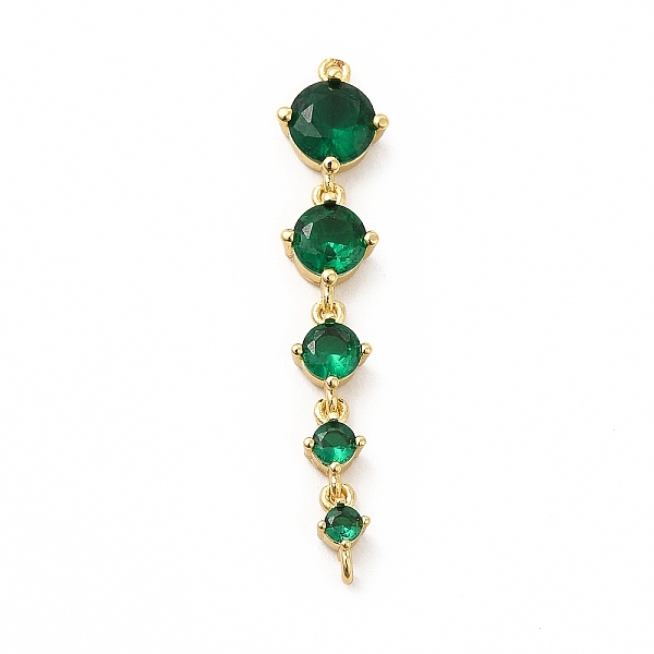 

PandaHall Rack Plating Brass Pave Cubic Zirconia Connector Charms, Cadmium Free & Lead Free, Five Flat Round Links, Real 18K Gold Plated..., Green
