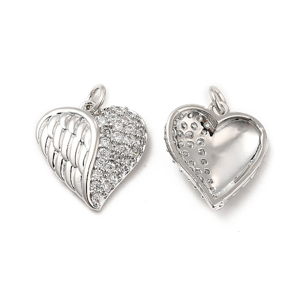 

PandaHall Brass Micro Pave Clear Cubic Zirconia Pendants, with Jump Ring, Heart with Wing Charm, Platinum, 17.5x16x4mm, Hole: 3.5mm...