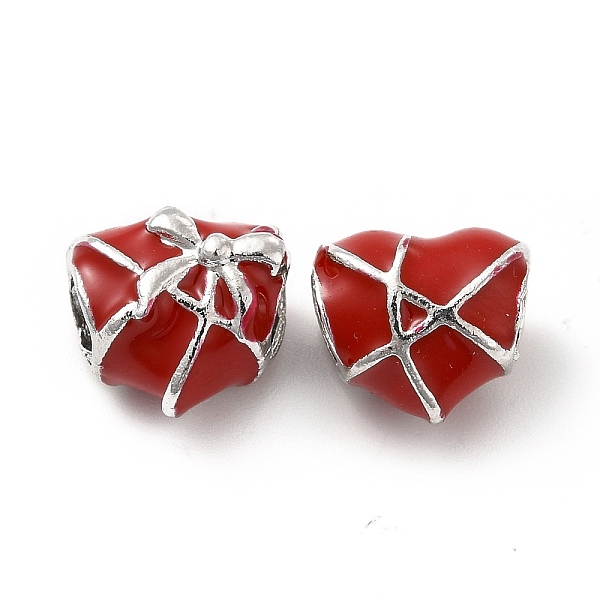 

PandaHall Rack Plating Alloy Enamel European Beads, Large Hole Beads, Heart with Bowknot, Red, 11.5x12.5x9.5mm, Hole: 5mm Alloy+Enamel Heart...