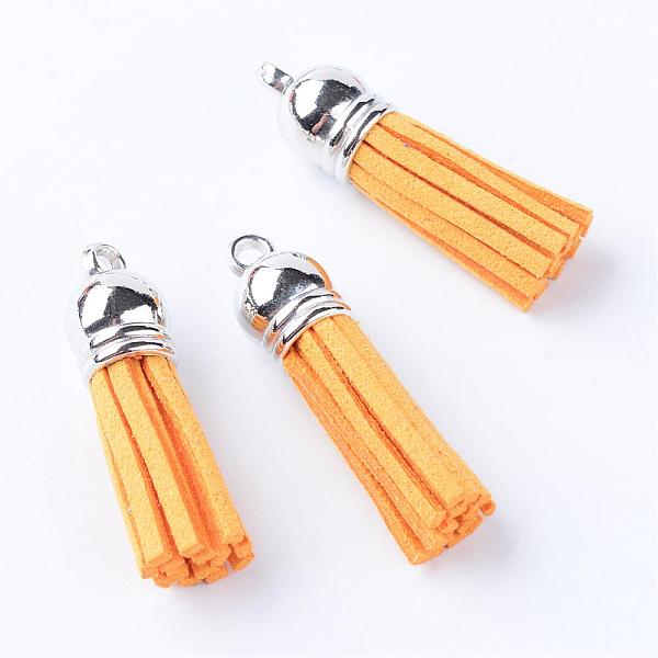 

PandaHall Faux Suede Tassel Pendant Decorations, with CCB Plastic Cord Ends, Platinum, Gold, 35~37x10mm, Hole: 1.8mm Faux Suede Gold