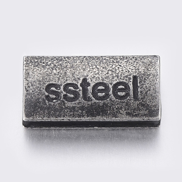 

PandaHall 316 Surgical Stainless Steel Slide Charms, Rectangle with Word Ssteel, Antique Silver, 13x6.5x4mm, Hole: 2x3.5mm 316 Surgical...