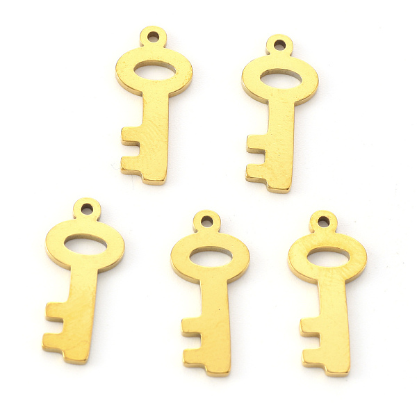 

PandaHall Vacuum Plating 304 Stainless Steel Pendants, Laser Cut, Key, Golden, 19x8.5x1mm, Hole: 1.2mm 304 Stainless Steel Key