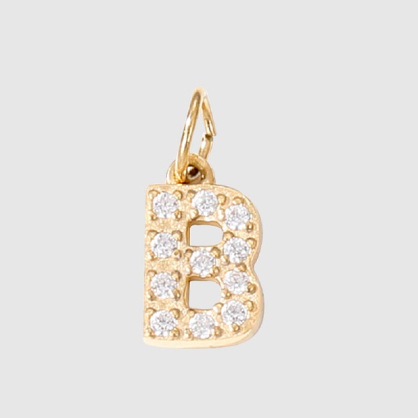 

PandaHall Stainless Steel Cubic Zirconia Pendants with Jump Rings, Real 14K Gold Plated, Long-Lasting Plated, Letter B, 8mm Stainless..., Clear