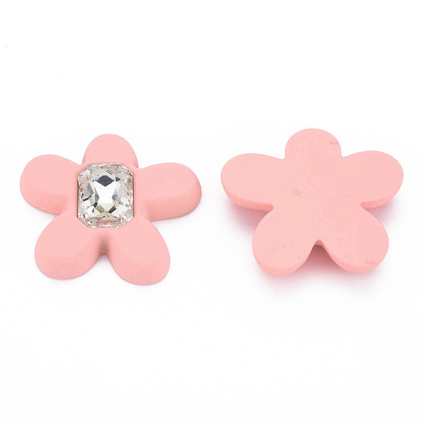 

PandaHall Rubberized Style Acrylic Rhinestone Cabochons, Faceted, Flower, Pink, 33.5x34.5x6.5mm Acrylic Rhinestone Flower Pink