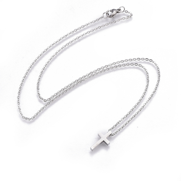 

PandaHall 304 Stainless Steel Pendant Necklaces, with Cable Chains, Cross, Stainless Steel Color, 17.7 inch(45cm), Pendant: 15x8x3mm 304...