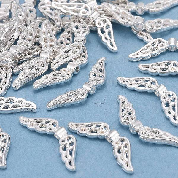 

PandaHall Alloy Beads, Cadmium Free & Nickel Free & Lead Free, Wing, Silver Color Plated, 21x6x2.5mm, Hole: 1mm Alloy Wing