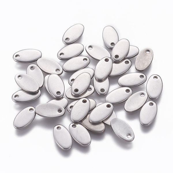 

PandaHall 304 Stainless Steel Charms, Stamping Blank Tag, Oval, Stainless Steel Color, 9x5x1mm, Hole: 1.2mm 304 Stainless Steel Oval
