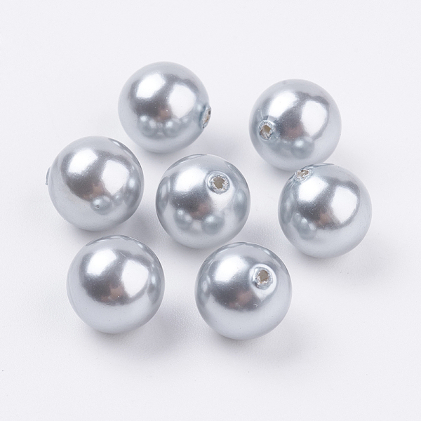 

PandaHall Shell Pearl Half Drilled Beads, Round, Light Grey, 10mm, Hole: 1mm Shell Pearl Round Gray