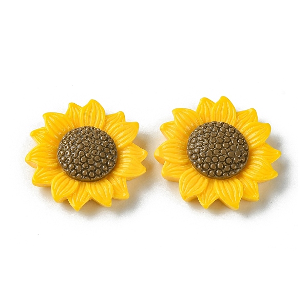 

PandaHall Opaque Resin Cabochons, Sunflower, Gold, 6x22mm Resin Flower Gold